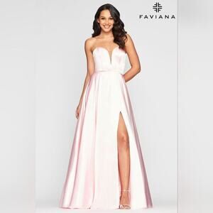 Faviana Pink Strapless Evening Gown